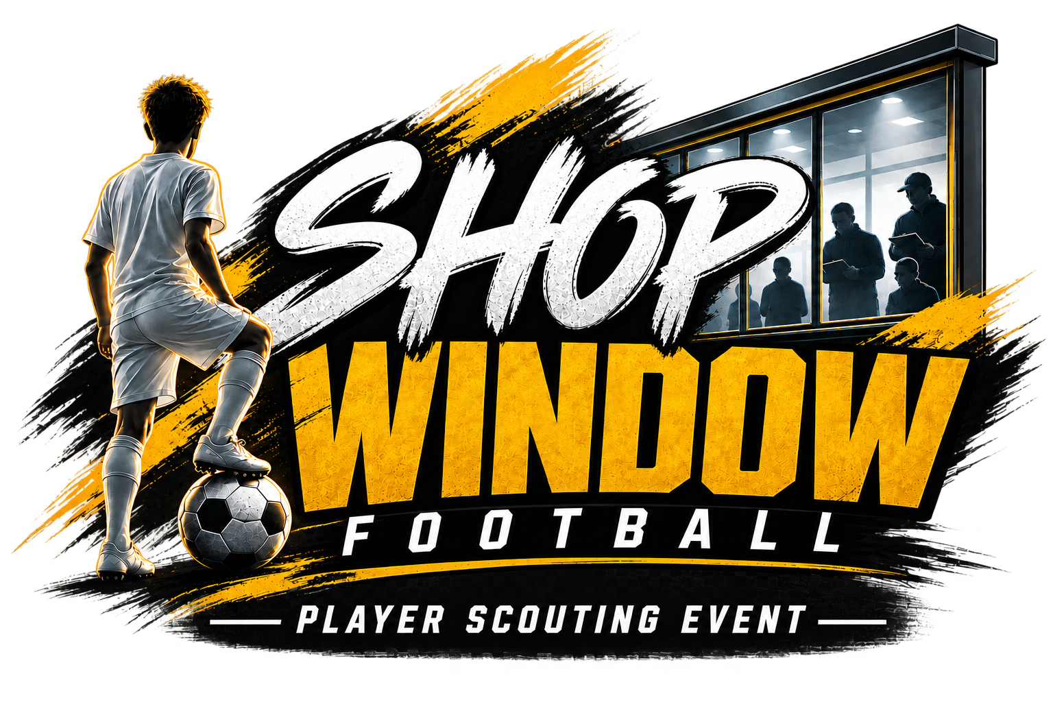 Shop Window Football player scouting event logo